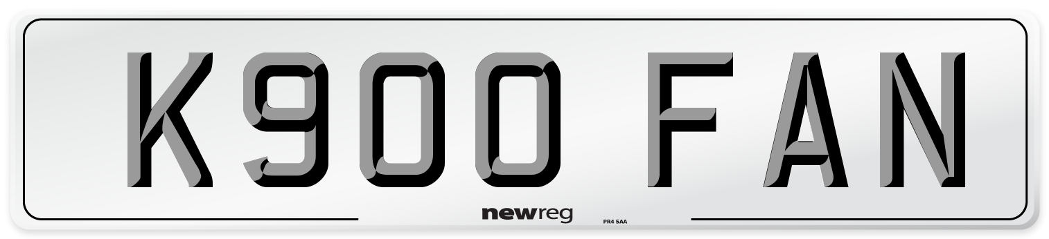 K900 FAN Number Plate from New Reg